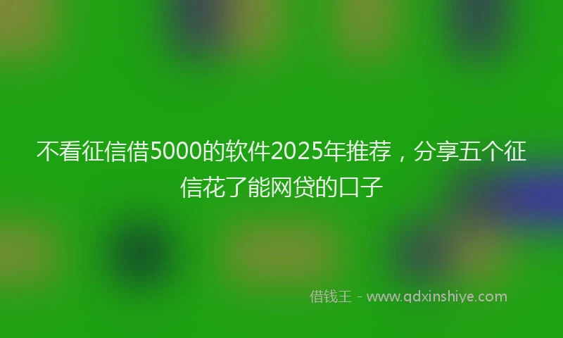 不看征信借5000的软件2025年推荐，分享五个征信花了能网贷的口子
