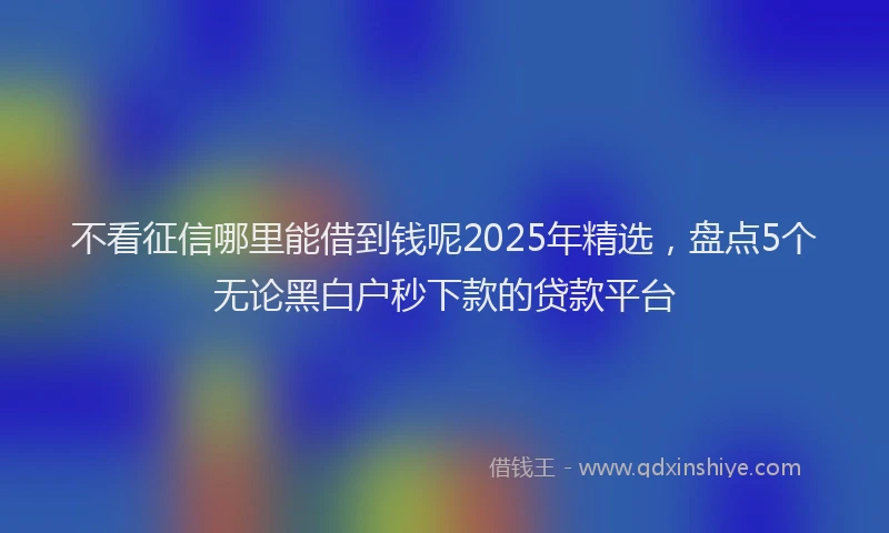 不看征信哪里能借到钱呢2025年精选，盘点5个无论黑白户秒下款的贷款平台
