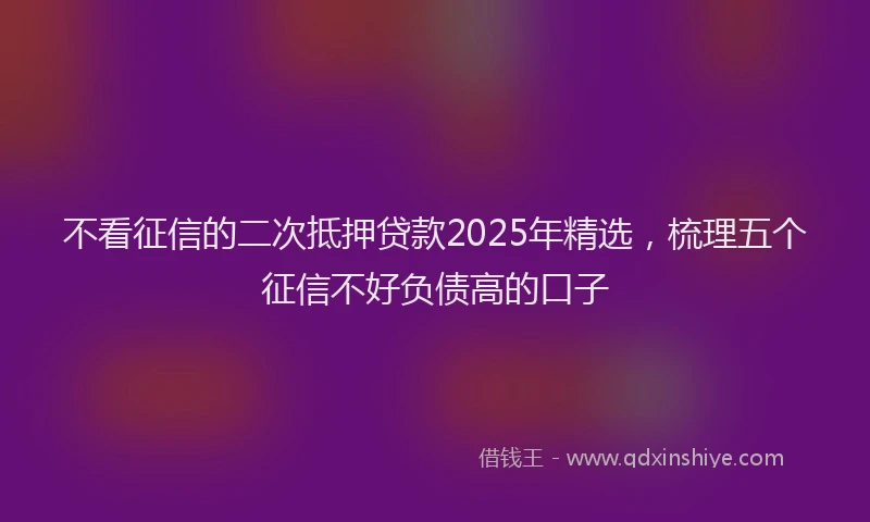 不看征信的二次抵押贷款2025年精选，梳理五个征信不好负债高的口子