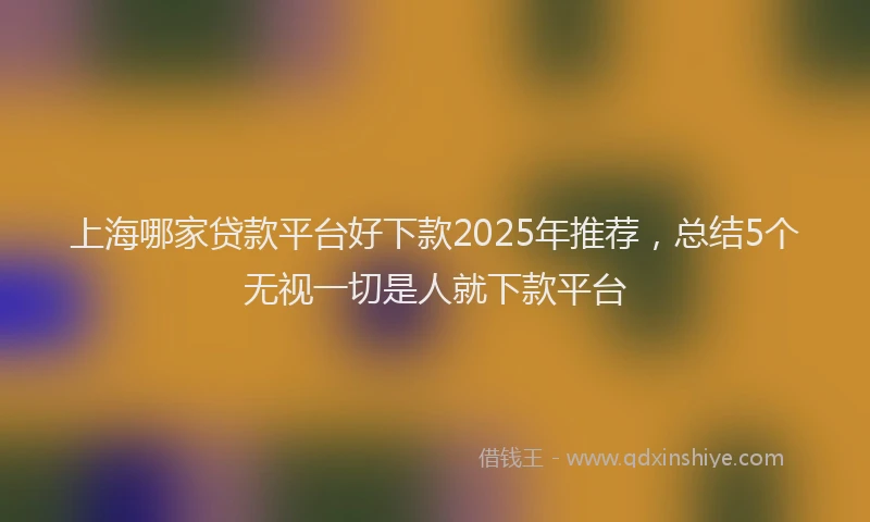 上海哪家贷款平台好下款2025年推荐，总结5个无视一切是人就下款平台