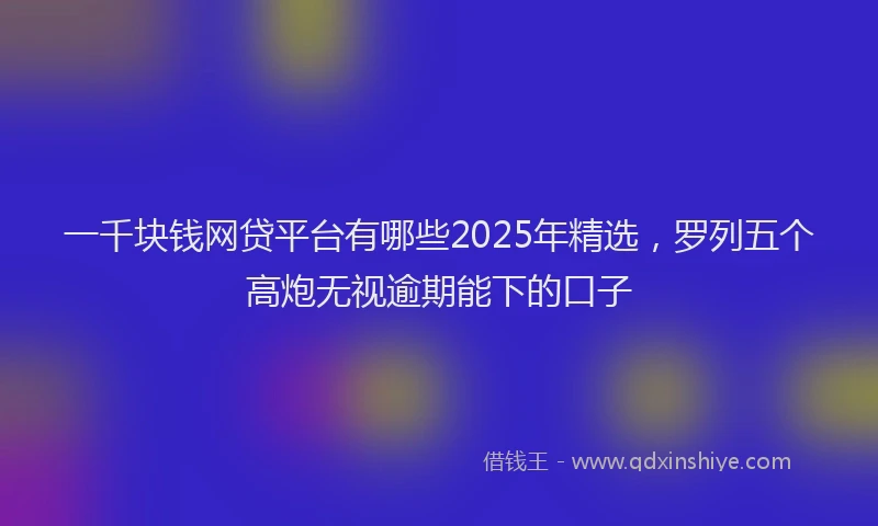 一千块钱网贷平台有哪些2025年精选，罗列五个高炮无视逾期能下的口子