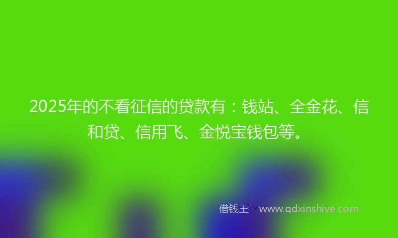 2025年的不看征信的贷款有：钱站、全金花、信和贷、信用飞、金悦宝钱包等。