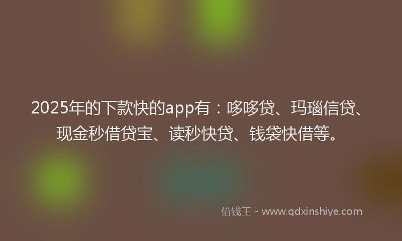 2025年的下款快的app有：哆哆贷、玛瑙信贷、现金秒借贷宝、读秒快贷、钱袋快借等。