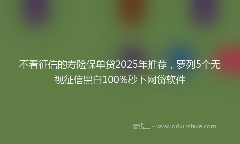 不看征信的寿险保单贷2025年推荐，罗列5个无视征信黑白100%秒下网贷软件