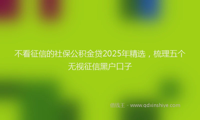 不看征信的社保公积金贷2025年精选，梳理五个无视征信黑户口子