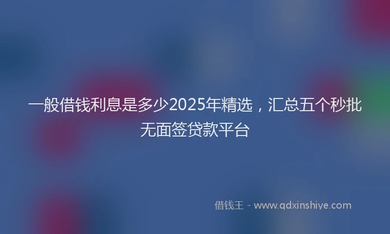 一般借钱利息是多少2025年精选，汇总五个秒批无面签贷款平台