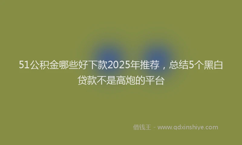 51公积金哪些好下款2025年推荐，总结5个黑白贷款不是高炮的平台