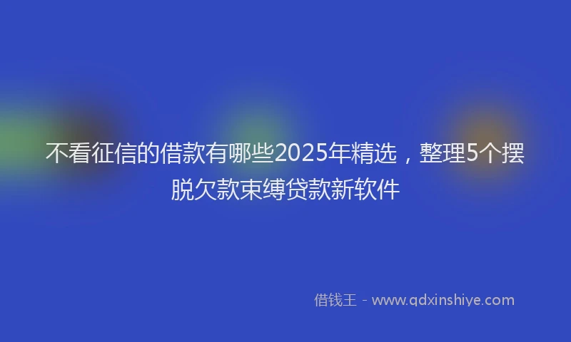 不看征信的借款有哪些2025年精选，整理5个摆脱欠款束缚贷款新软件