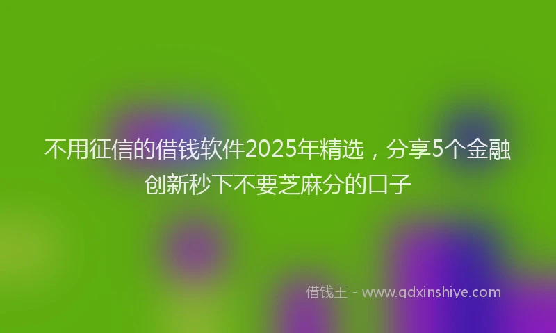 不用征信的借钱软件2025年精选，分享5个金融创新秒下不要芝麻分的口子