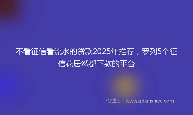 不看征信看流水的贷款2025年推荐，罗列5个征信花居然都下款的平台