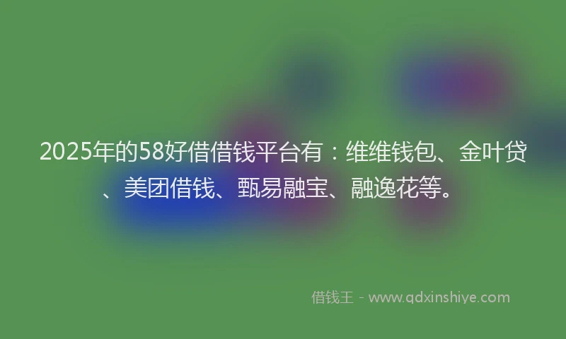 2025年的58好借借钱平台有：维维钱包、金叶贷、美团借钱、甄易融宝、融逸花等。