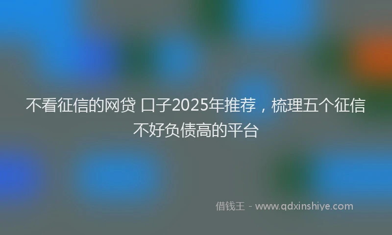 不看征信的网贷 口子2025年推荐，梳理五个征信不好负债高的平台