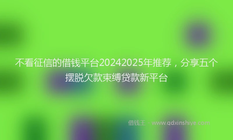 不看征信的借钱平台20242025年推荐，分享五个摆脱欠款束缚贷款新平台