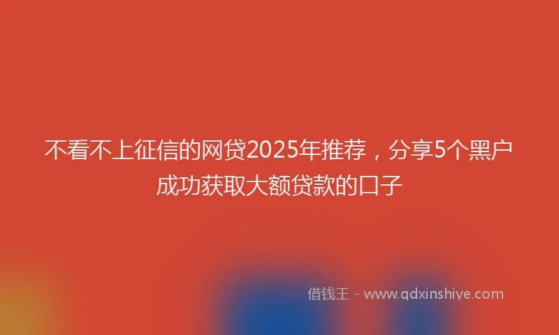 不看不上征信的网贷2025年推荐，分享5个黑户成功获取大额贷款的口子