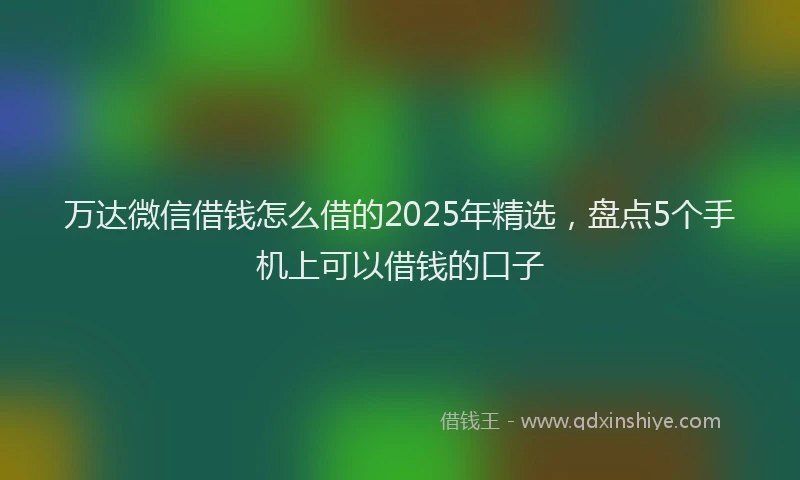 万达微信借钱怎么借的2025年精选，盘点5个手机上可以借钱的口子