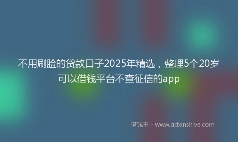 不用刷脸的贷款口子2025年精选，整理5个20岁可以借钱平台不查征信的app