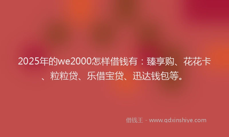 2025年的we2000怎样借钱有：臻享购、花花卡、粒粒贷、乐借宝贷、迅达钱包等。