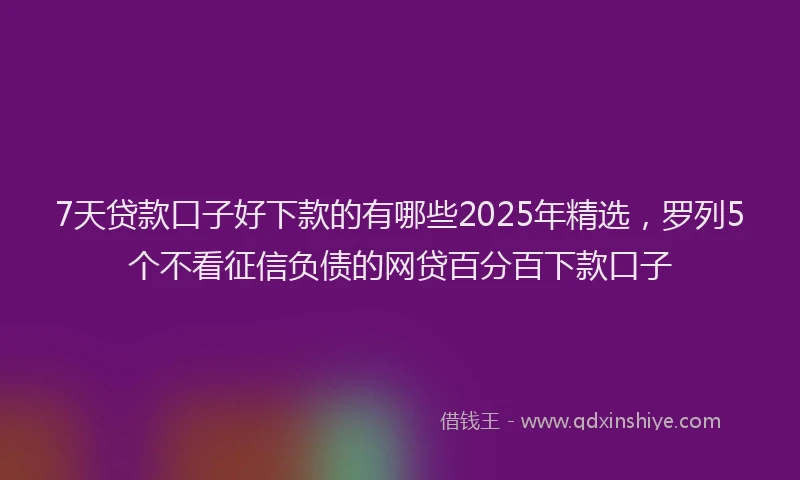 7天贷款口子好下款的有哪些2025年精选，罗列5个不看征信负债的网贷百分百下款口子
