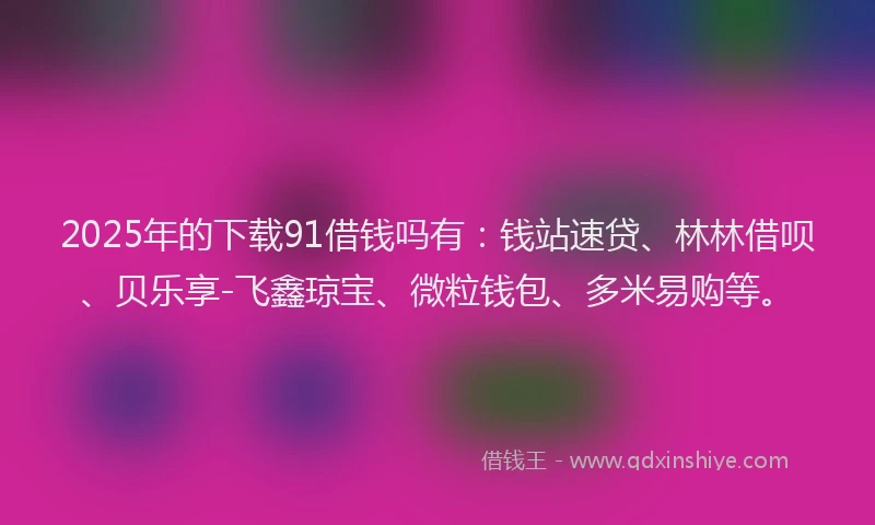2025年的下载91借钱吗有：钱站速贷、林林借呗、贝乐享-飞鑫琼宝、微粒钱包、多米易购等。