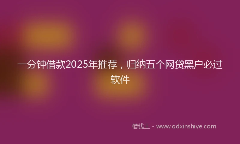 一分钟借款2025年推荐，归纳五个网贷黑户必过软件