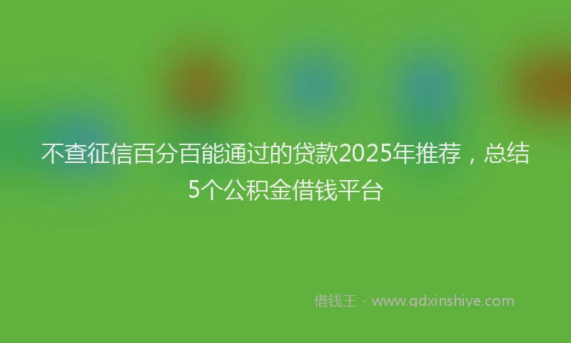 不查征信百分百能通过的贷款2025年推荐，总结5个公积金借钱平台