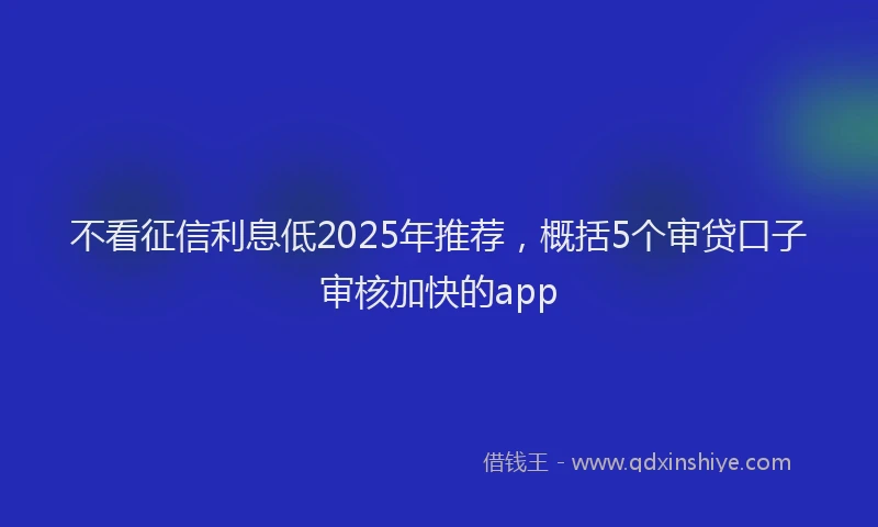 不看征信利息低2025年推荐，概括5个审贷口子审核加快的app