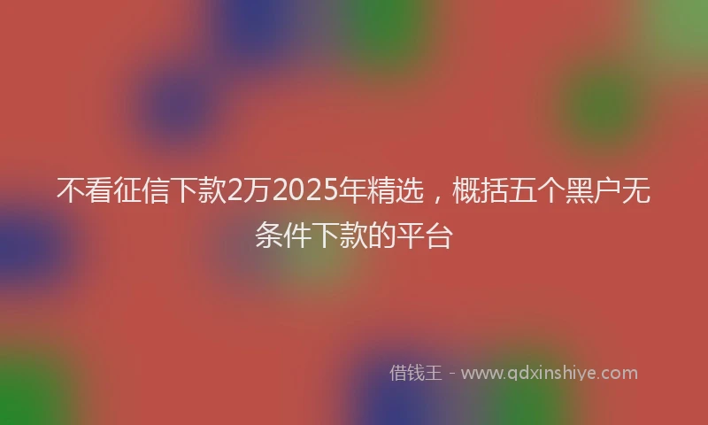 不看征信下款2万2025年精选，概括五个黑户无条件下款的平台