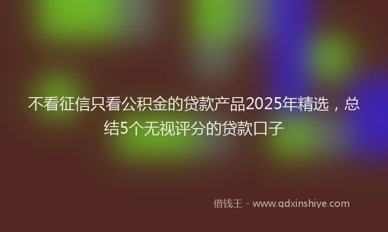 不看征信只看公积金的贷款产品2025年精选，总结5个无视评分的贷款口子