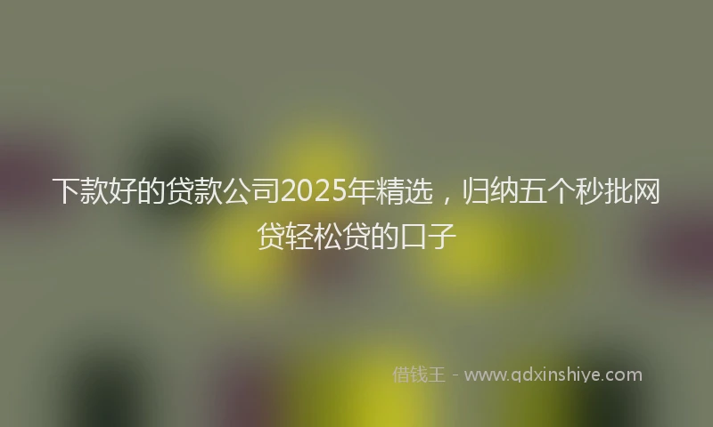 下款好的贷款公司2025年精选，归纳五个秒批网贷轻松贷的口子