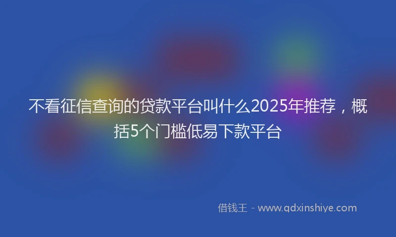 不看征信查询的贷款平台叫什么2025年推荐，概括5个门槛低易下款平台
