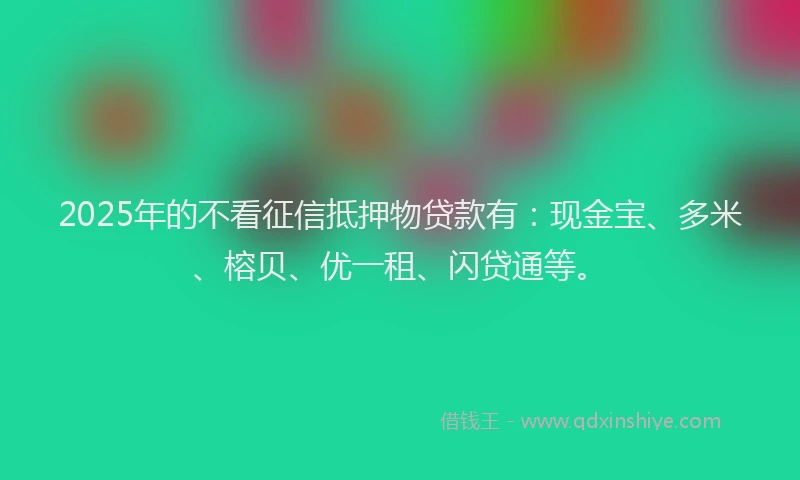 2025年的不看征信抵押物贷款有：现金宝、多米、榕贝、优一租、闪贷通等。