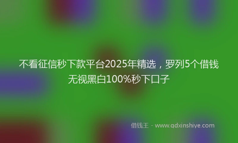 不看征信秒下款平台2025年精选，罗列5个借钱无视黑白100%秒下口子