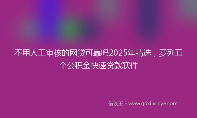 不用人工审核的网贷可靠吗2025年精选，罗列五个公积金快速贷款软件