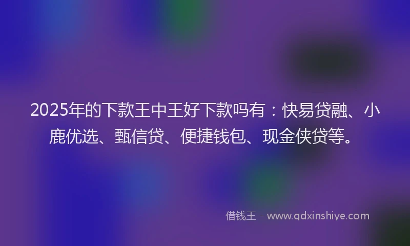 2025年的下款王中王好下款吗有：快易贷融、小鹿优选、甄信贷、便捷钱包、现金侠贷等。