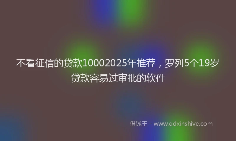 不看征信的贷款10002025年推荐，罗列5个19岁贷款容易过审批的软件