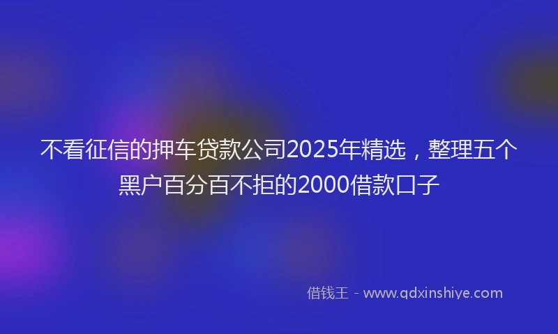不看征信的押车贷款公司2025年精选，整理五个黑户百分百不拒的2000借款口子