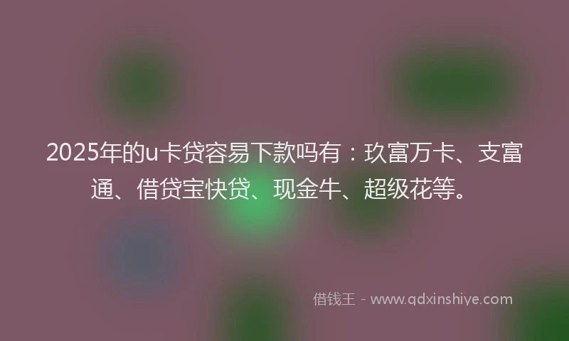 2025年的u卡贷容易下款吗有：玖富万卡、支富通、借贷宝快贷、现金牛、超级花等。