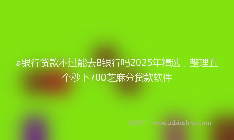 a银行贷款不过能去B银行吗2025年精选，整理五个秒下700芝麻分贷款软件