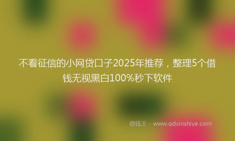 不看征信的小网贷口子2025年推荐，整理5个借钱无视黑白100%秒下软件