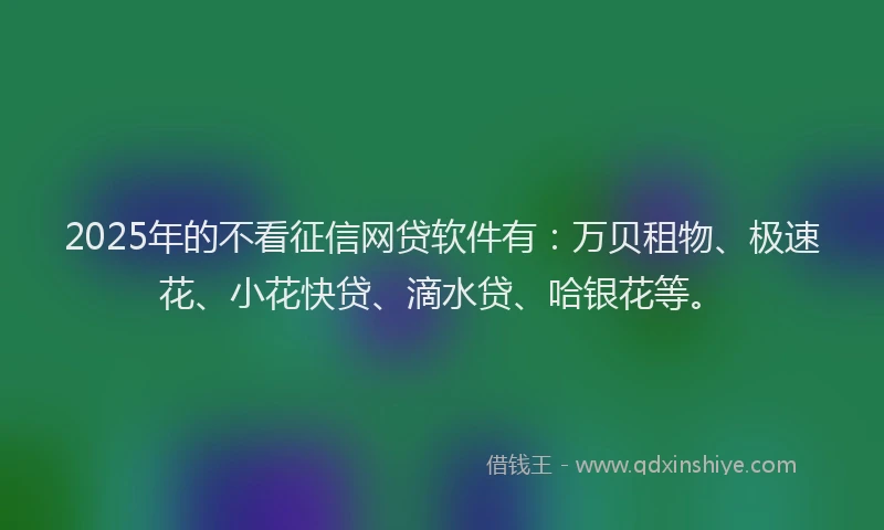 2025年的不看征信网贷软件有：万贝租物、极速花、小花快贷、滴水贷、哈银花等。