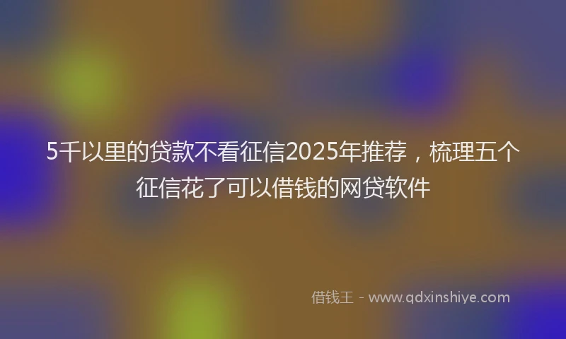 5千以里的贷款不看征信2025年推荐，梳理五个征信花了可以借钱的网贷软件