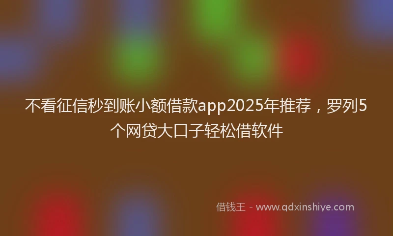 不看征信秒到账小额借款app2025年推荐，罗列5个网贷大口子轻松借软件