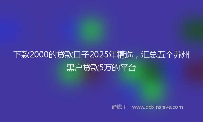下款2000的贷款口子2025年精选，汇总五个苏州黑户贷款5万的平台