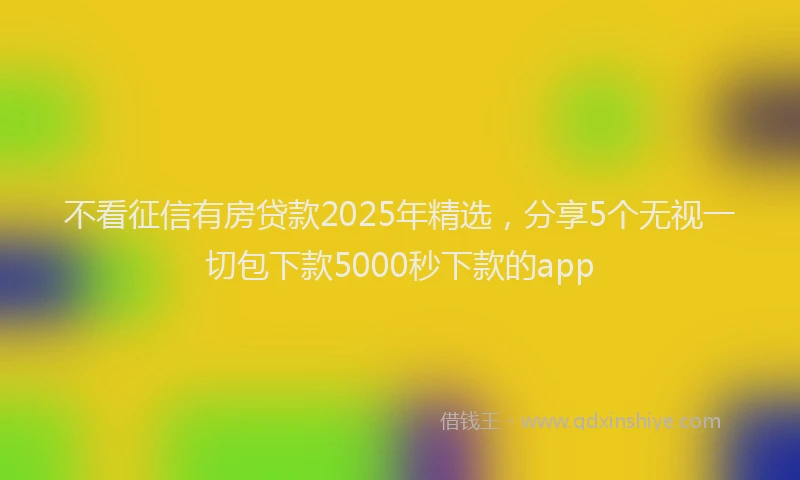 不看征信有房贷款2025年精选，分享5个无视一切包下款5000秒下款的app