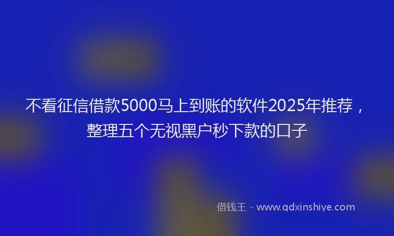 不看征信借款5000马上到账的软件2025年推荐，整理五个无视黑户秒下款的口子