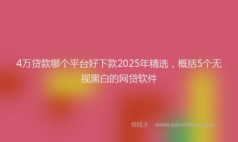 4万贷款哪个平台好下款2025年精选，概括5个无视黑白的网贷软件