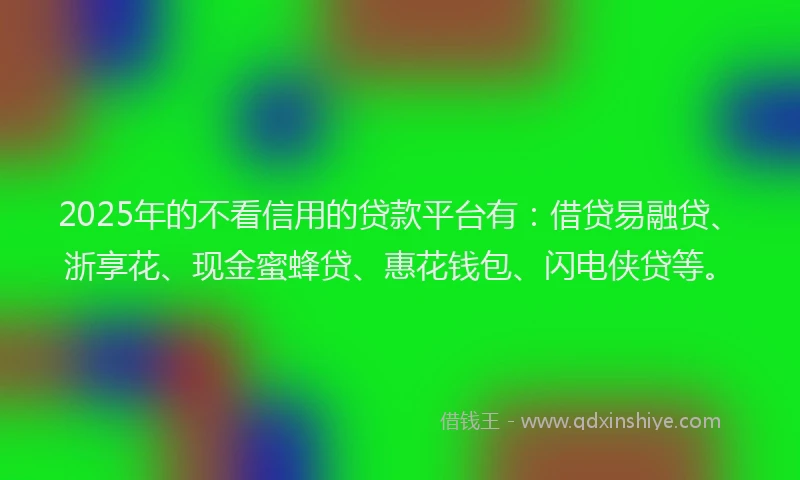 2025年的不看信用的贷款平台有：借贷易融贷、浙享花、现金蜜蜂贷、惠花钱包、闪电侠贷等。