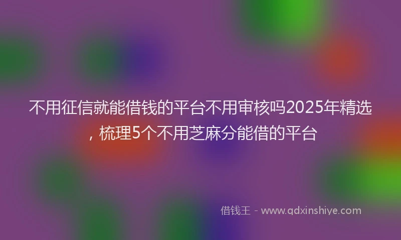 不用征信就能借钱的平台不用审核吗2025年精选，梳理5个不用芝麻分能借的平台