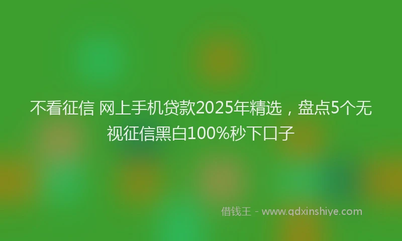 不看征信 网上手机贷款2025年精选，盘点5个无视征信黑白100%秒下口子