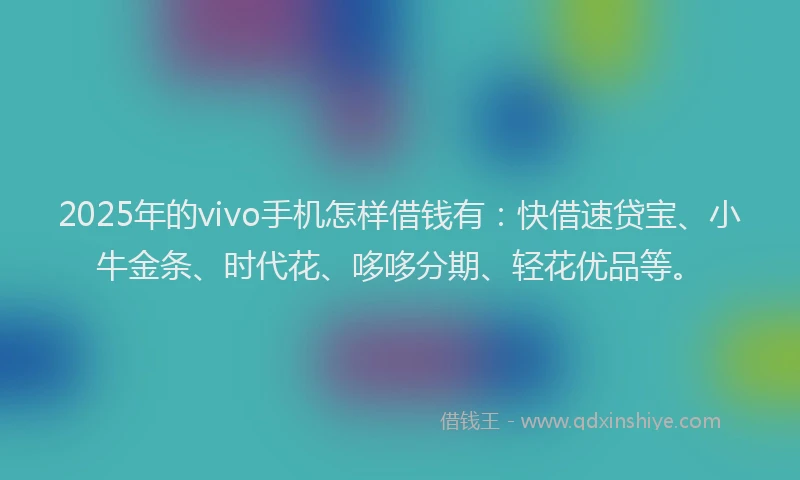 2025年的vivo手机怎样借钱有：快借速贷宝、小牛金条、时代花、哆哆分期、轻花优品等。